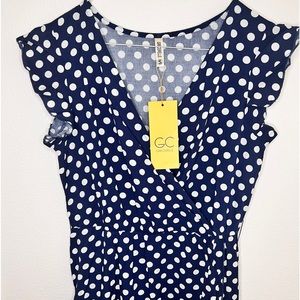Gracerelle polkadot dress size s blue